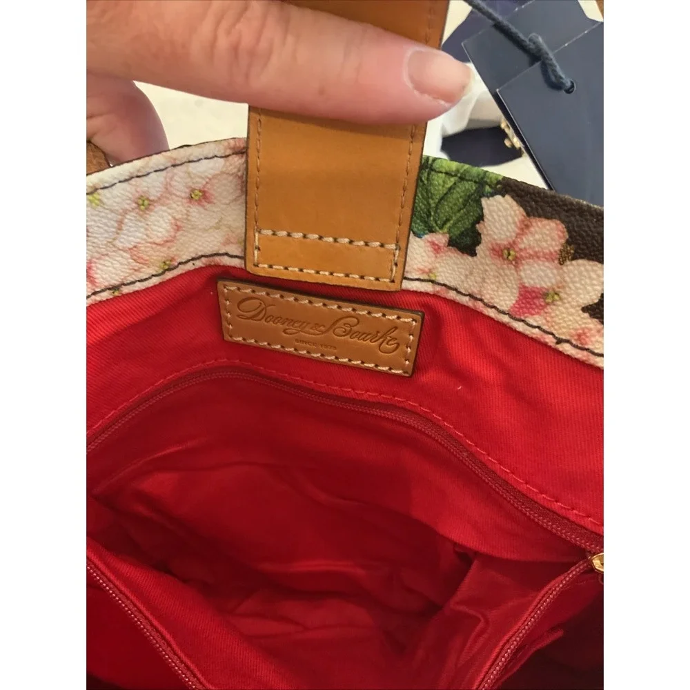 Dooney & Bourke Hydrangea Monogram Small Satchel Brown Pink BSGHY0870 WHBS New